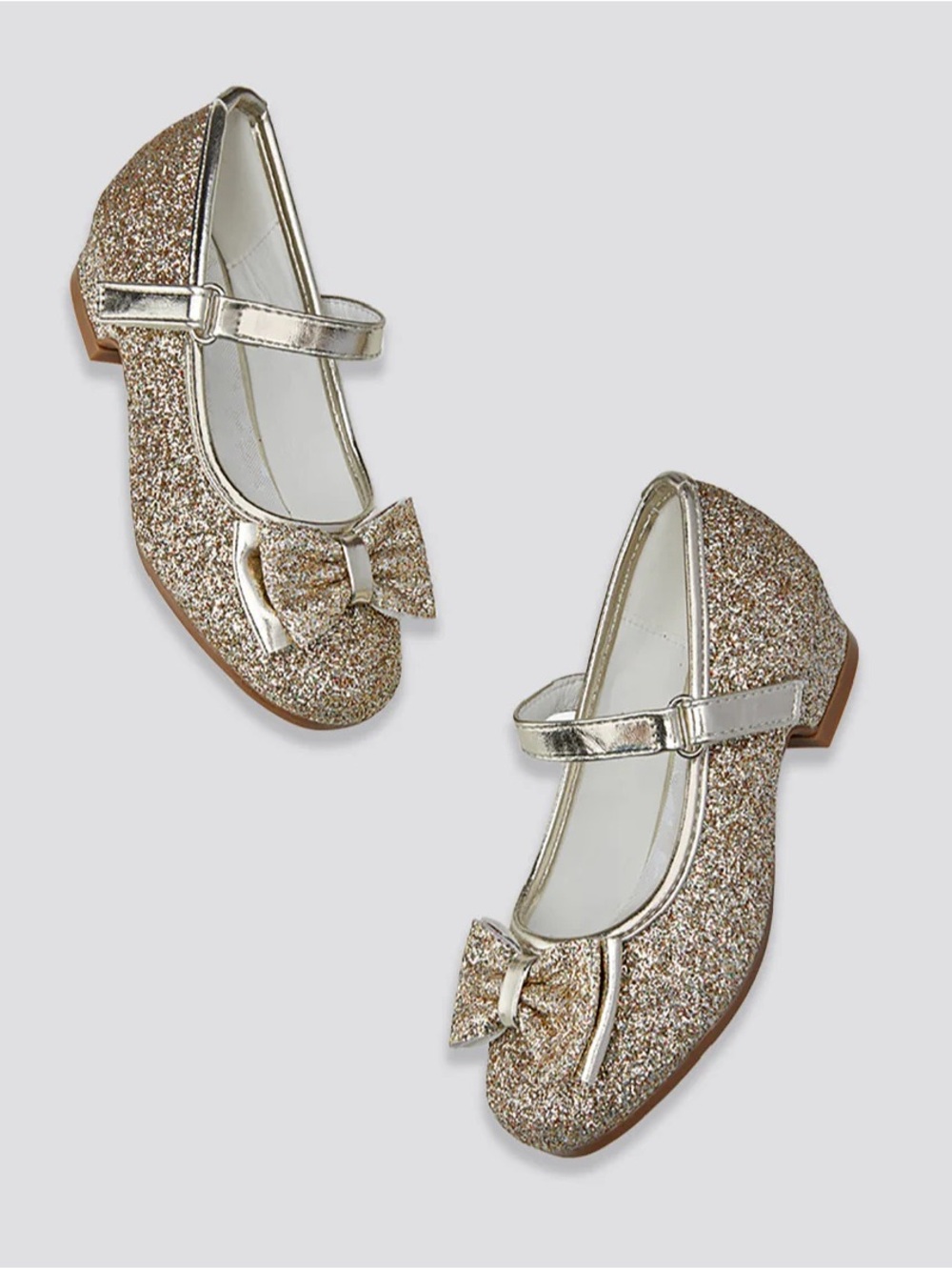 Girls Sparkle Bow Mary Jane Dress Shoes in Gold - Picture 2 of 5